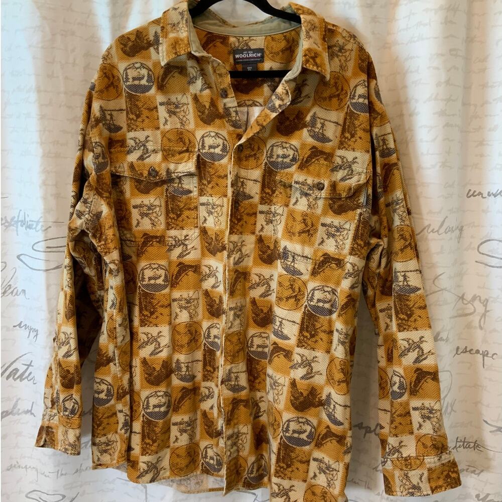 Woolrich Men's 2XL Fishing Shirt Grid Pattern Gorpcore Heavyweight Button Up